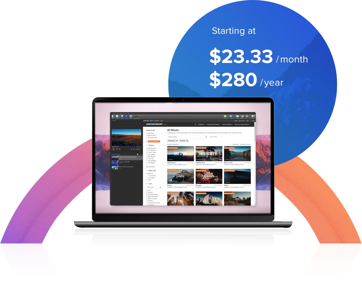 EasyWorship Premium starting at $23.33/month or $280/year