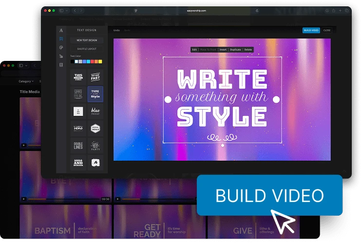 Online Media Designer composing a stylized "Write Something With Style" slide