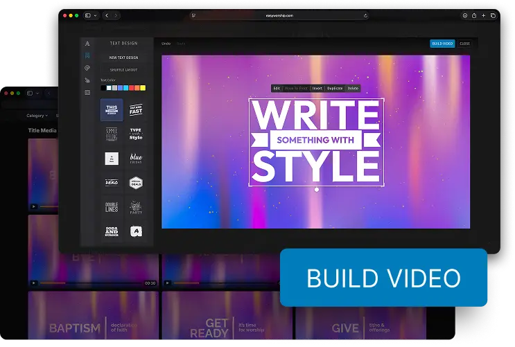 Online Media Designer composing a stylized "Write Something With Style" slide