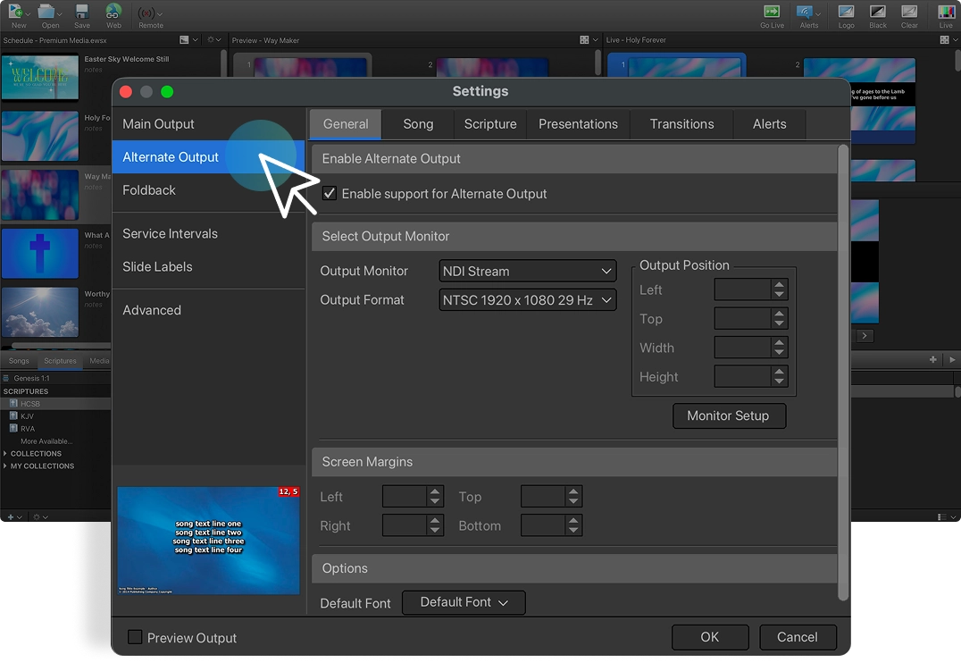 EasyWorship sending the same presentation to multiple monitors at once